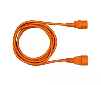 Cable de aparato caliente C14 a C15, 1mm², VDE, naranja, IEC 60320-C14/C15, prolongación, 2,00m, naranja